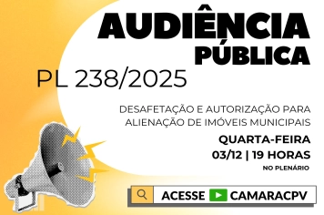 Câmara de Caçapava realiza audiência pública sobre PL 238/2025