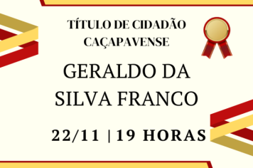 Geraldo Silva Franco receberá homenagem na Câmara