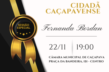 Fernanda Bordan de Amarilla será homenageada na Câmara