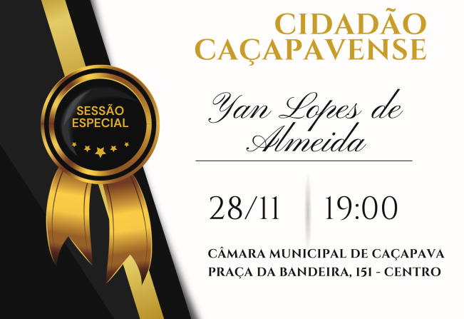 Yan Lopes será homenageado na Câmara