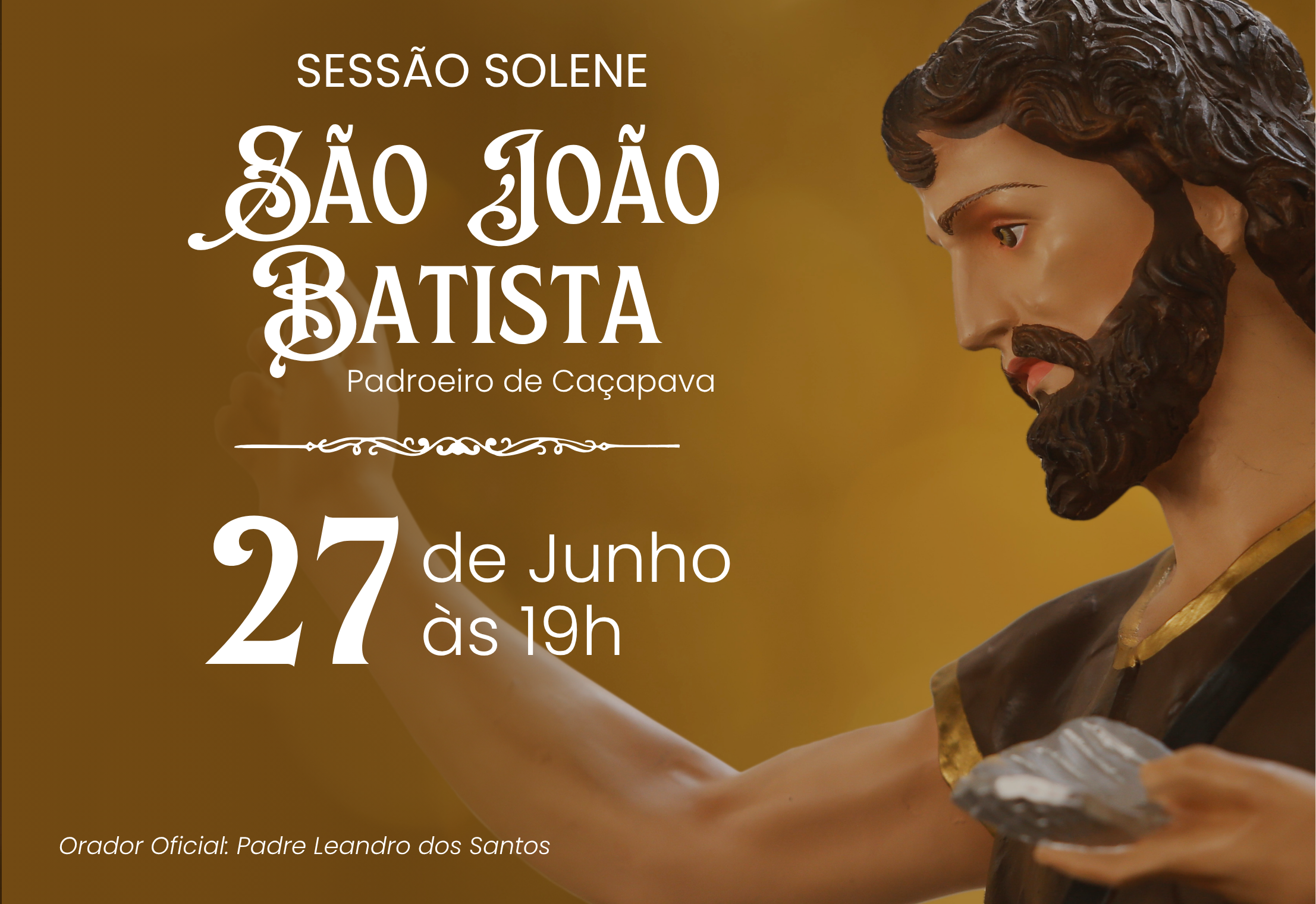 Câmara realizará Sessão Solene em homenagem ao Dia de São João Batista, padroeiro de Caçapava